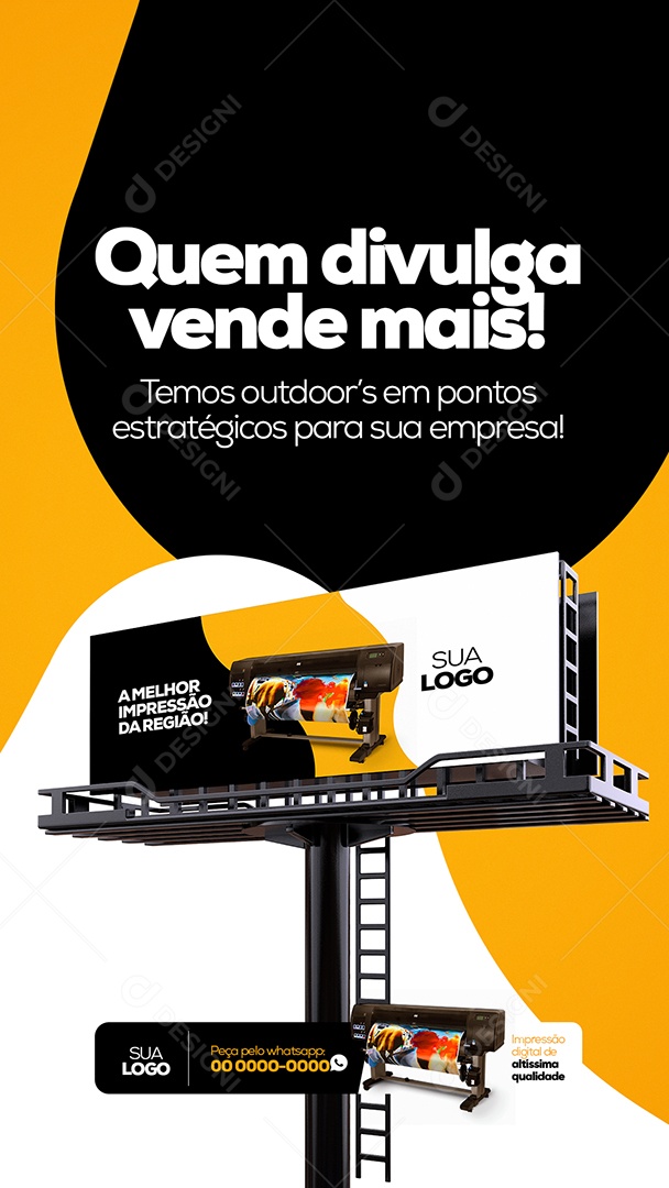 Quem Divulga Vende Mais! Comunicação Visual e Gráfica Rápida Story Social Media PSD Editável