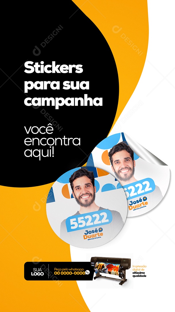 Estickers Para Sua Campanha Comunicação Visual e Gráfica Rápida Story Social Media PSD Editável