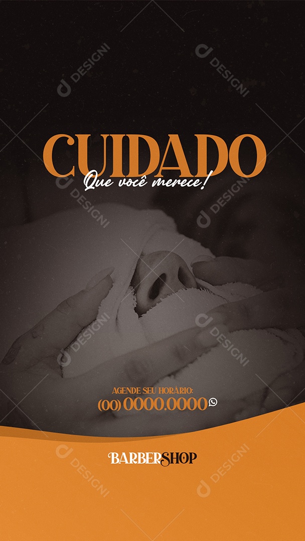 Cuidado Que Você Merece! Agende Seu Horário Barbearia Story Social Media PSD Editável