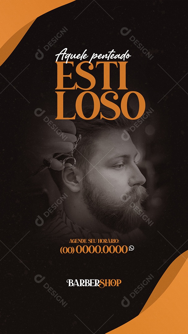Aquele Peteado Estiloso Barbearia Story Social Media PSD Editável