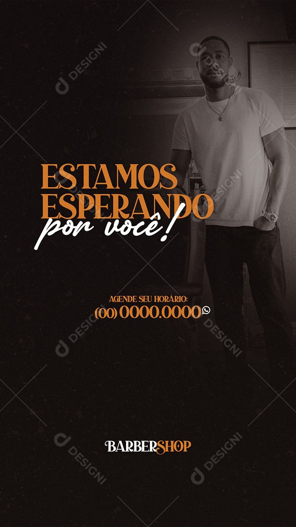 Estamos Esperando Por Você! Agende Seu Horário Barbearia Story Social Media PSD Editável