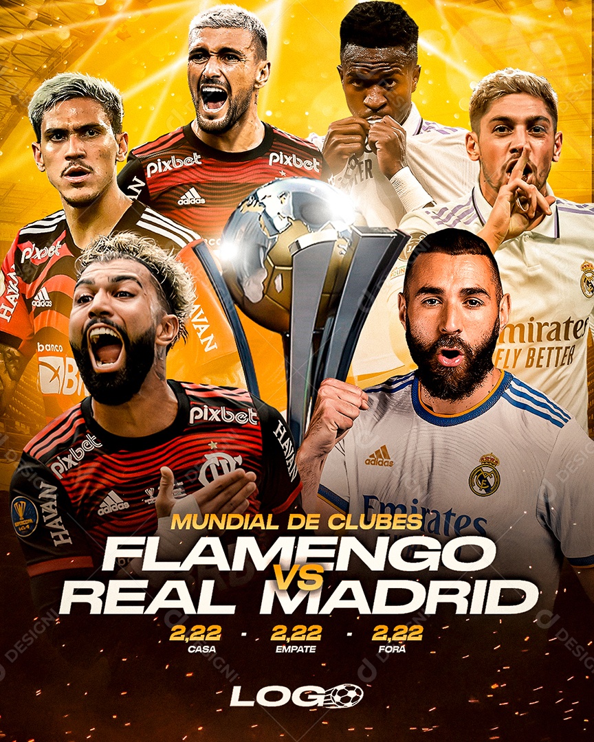 Flamengo Vs Real Madri Mundial de Clubes Casa de Apostas Social Media PSD Editável