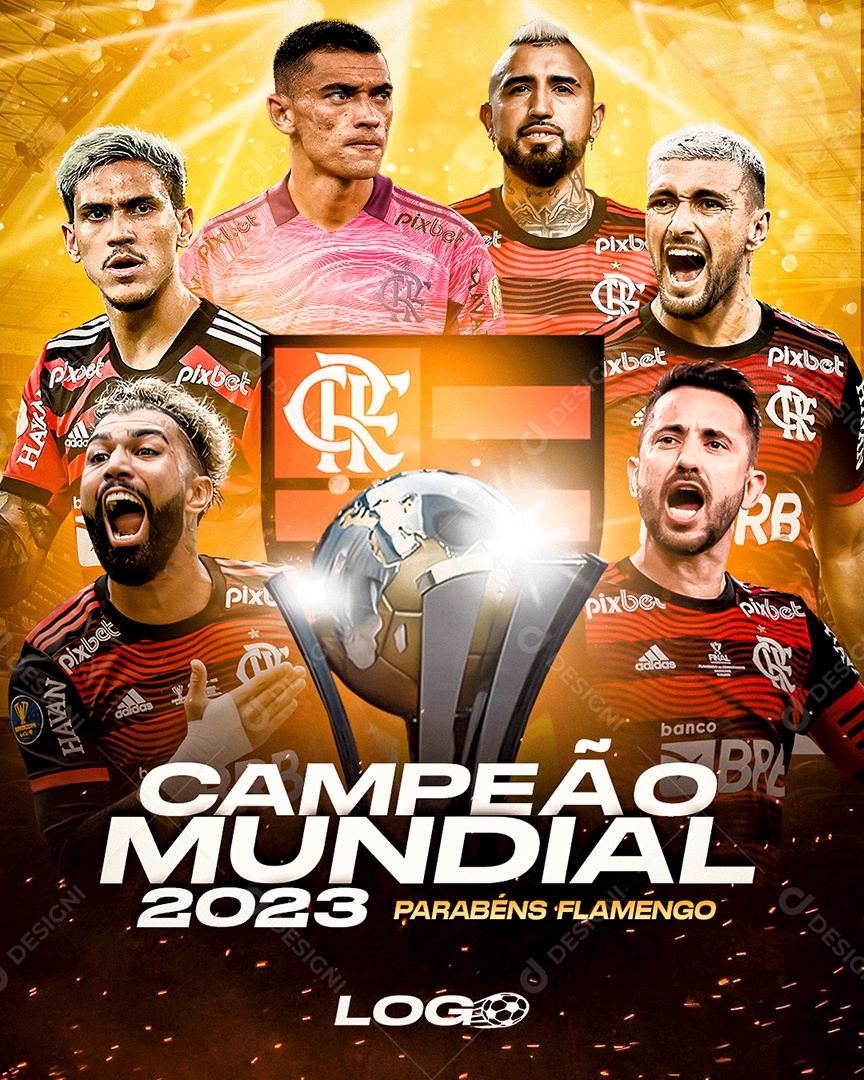 Campeão Mundial 2023 Parabéns Flamengo Social Media PSD Editável