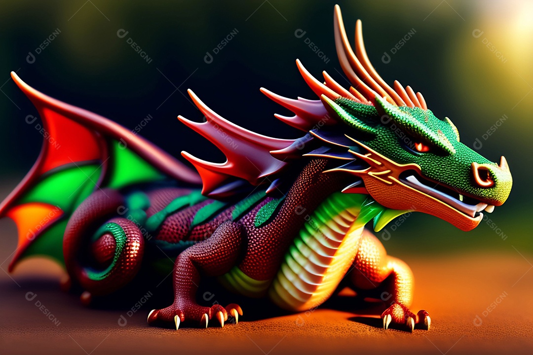 Ilustração dragão chinês colorido, generativo IA