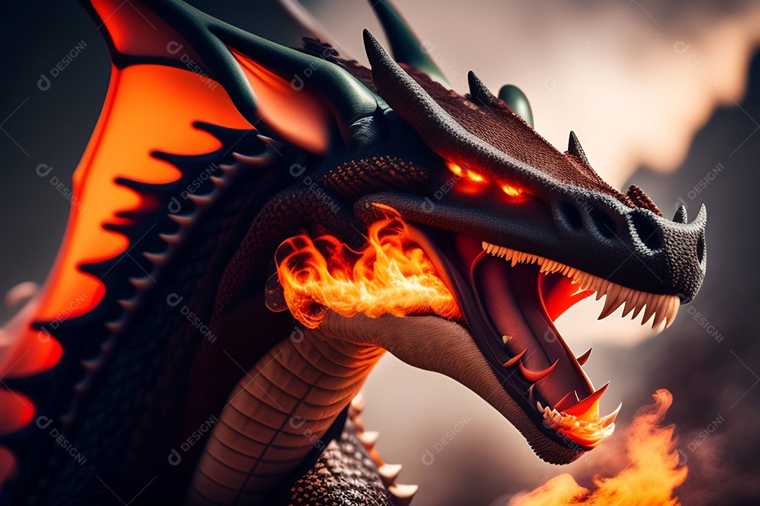 Ilustração dragão chinês colorido, generativo IA