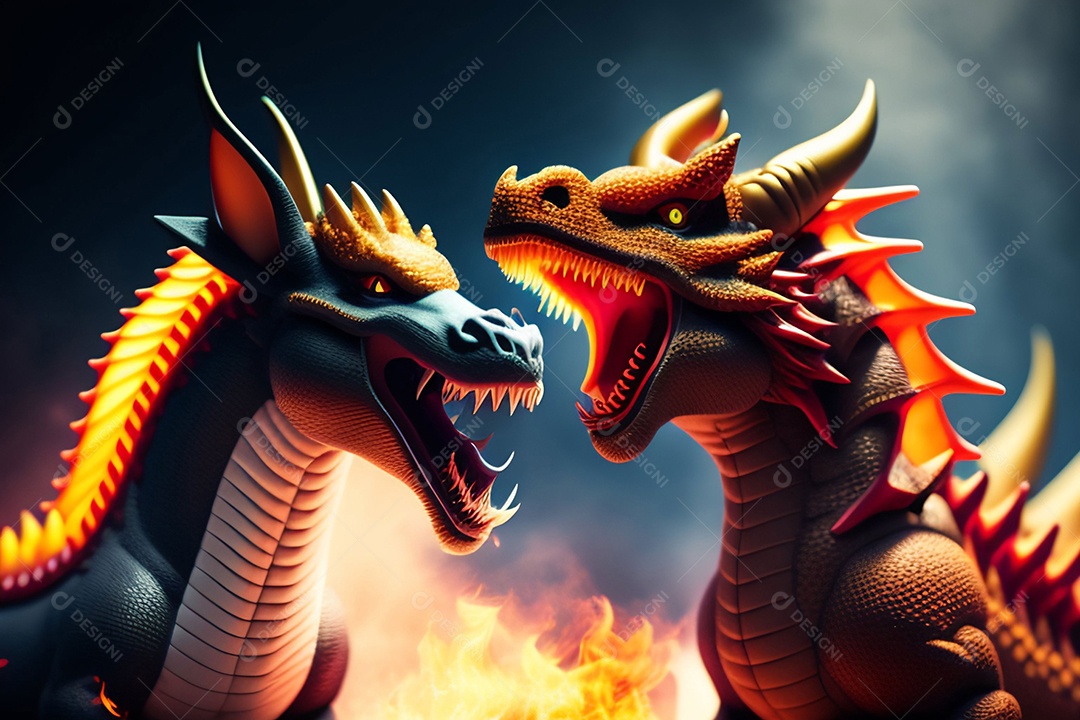 Ilustração dragão chinês colorido, generativo IA