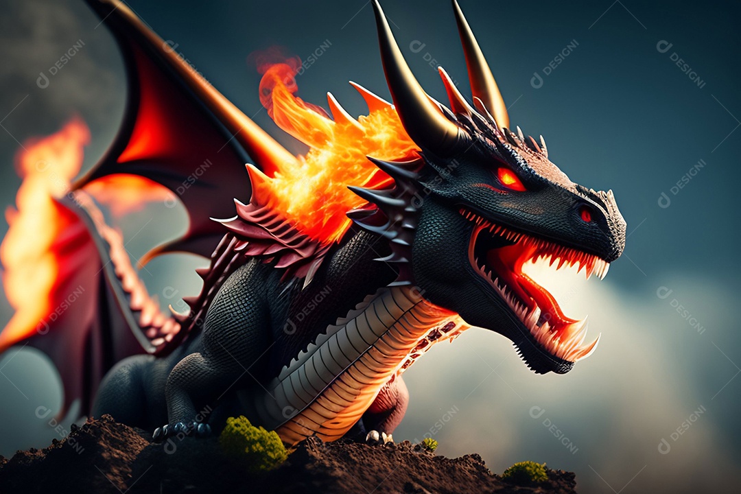 Ilustração dragão chinês colorido, generativo IA