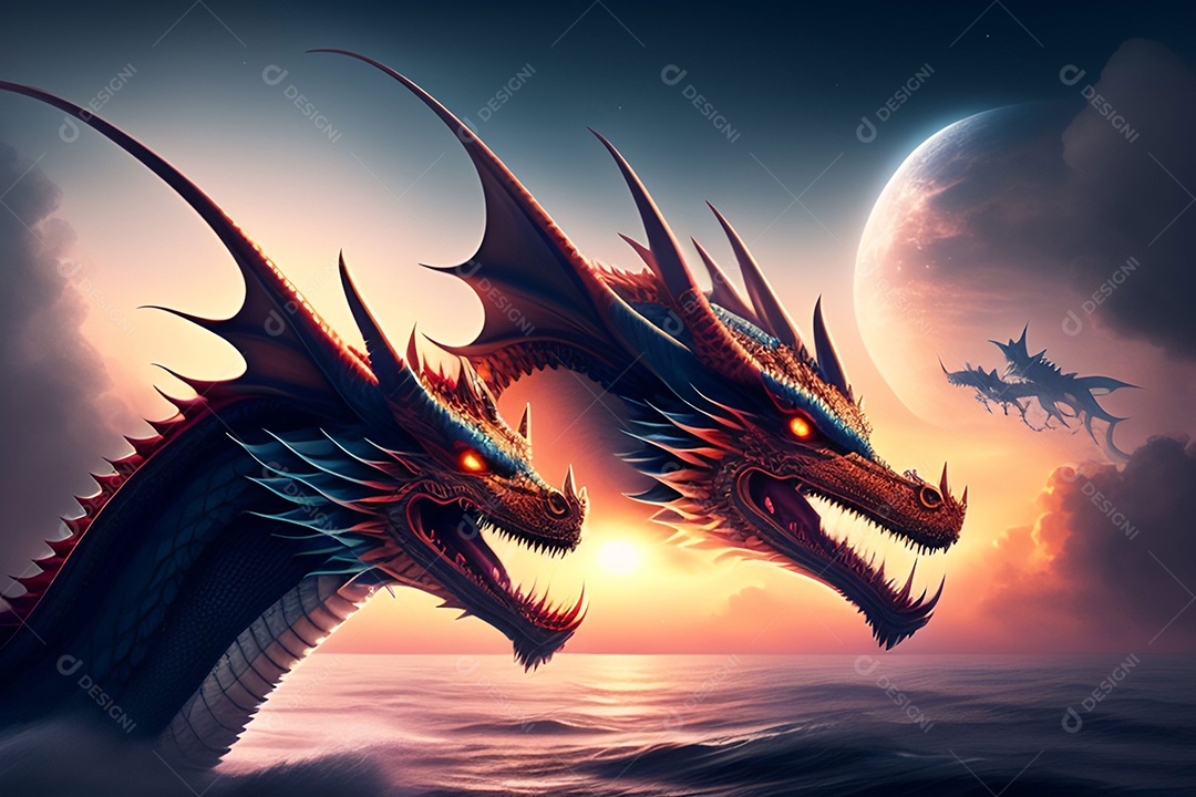 Ilustração dragão chinês colorido, generativo IA