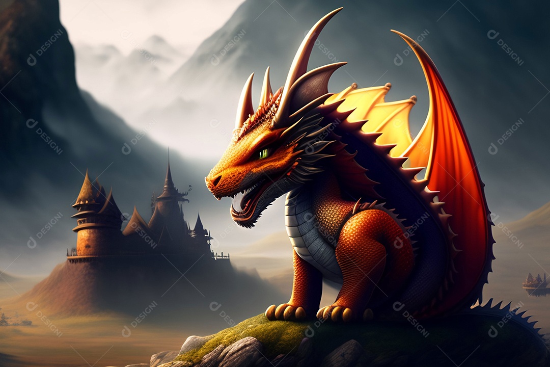 Ilustração dragão voador, arte chinesa generativo AI