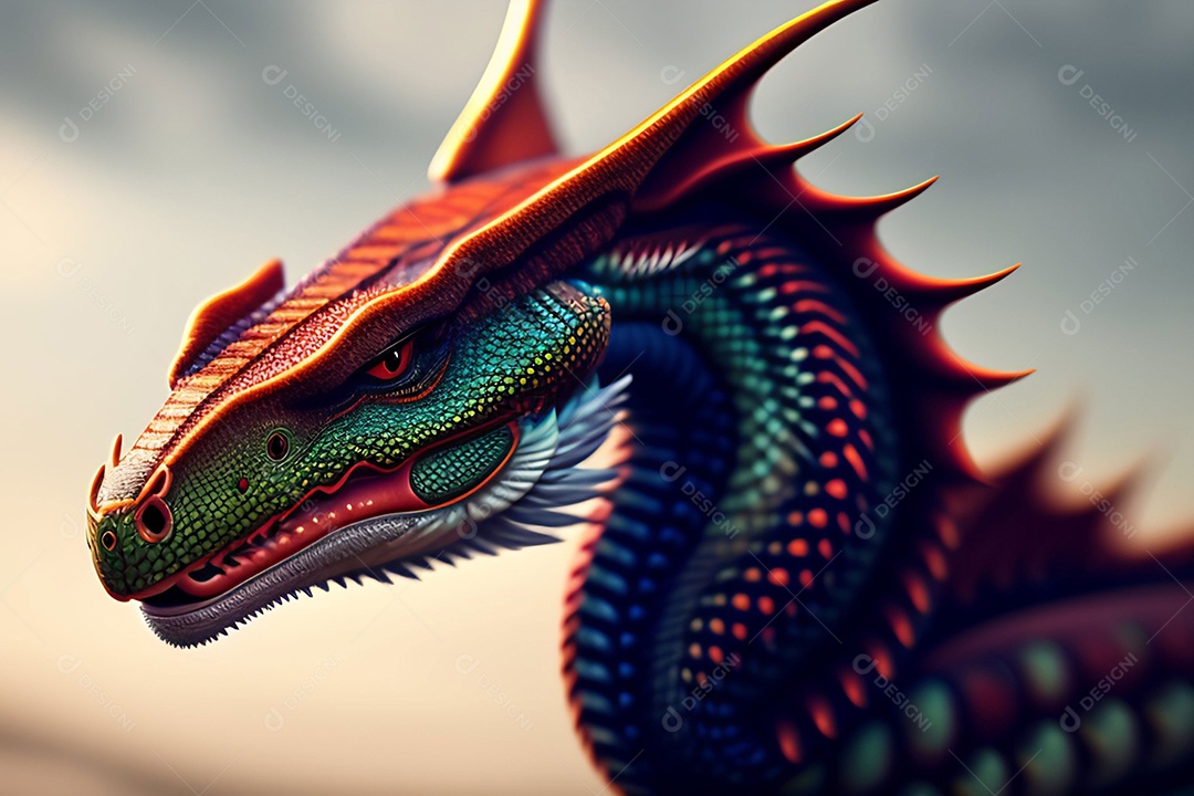 Ilustração dragão voador, arte chinesa generativo AI