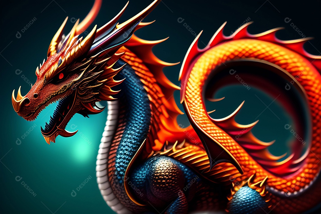 Ilustração dragão voador, arte chinesa generativo AI