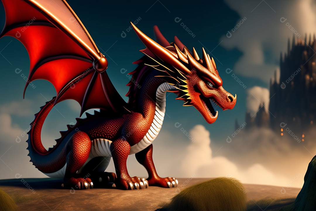 Ilustração dragão voador, arte chinesa generativo AI