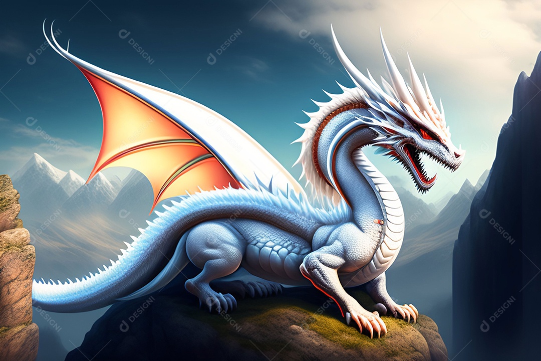 Ilustração dragão colorido voador, generativo IA