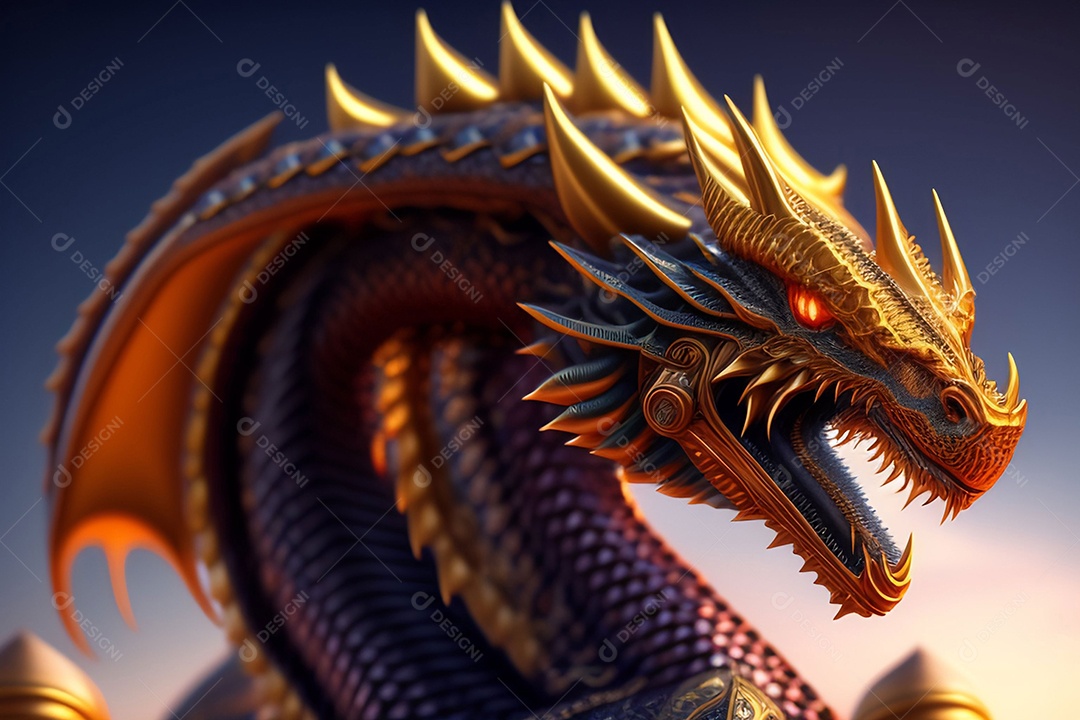 Ilustração dragão colorido voador, generativo IA