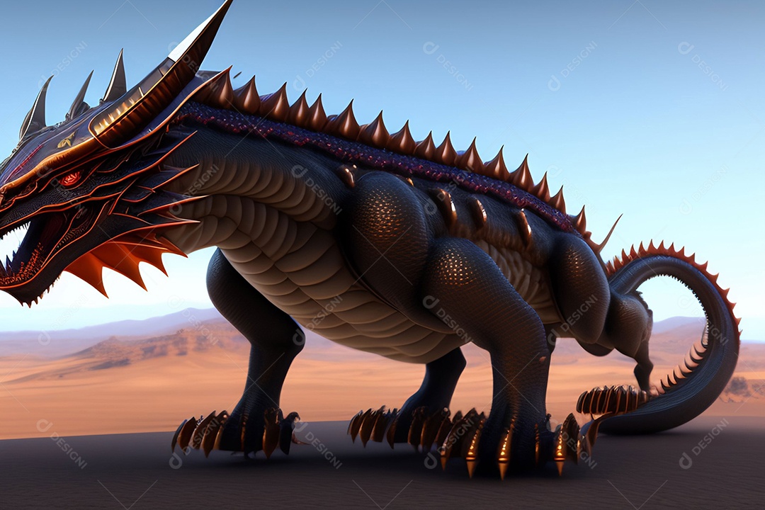 Ilustração dragão colorido voador, generativo IA