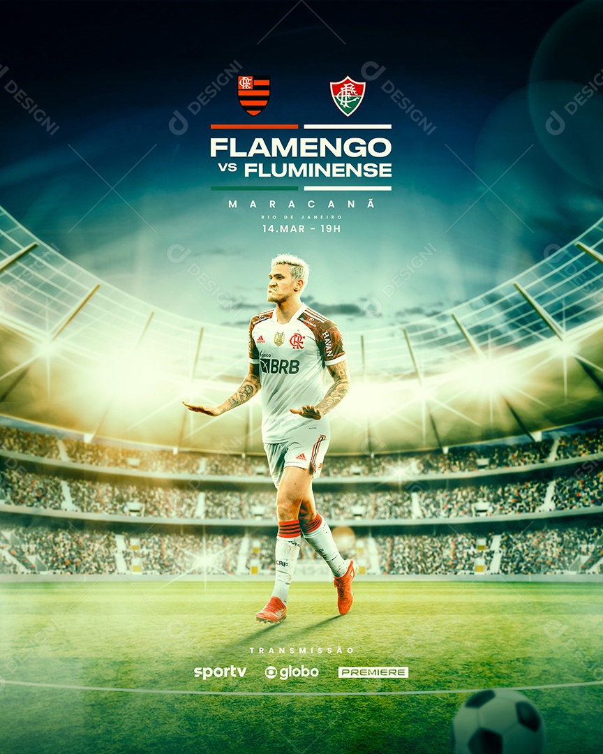 Futebol Flamengo Vs Fluminense Carioca Serie Social Media PSD Editável