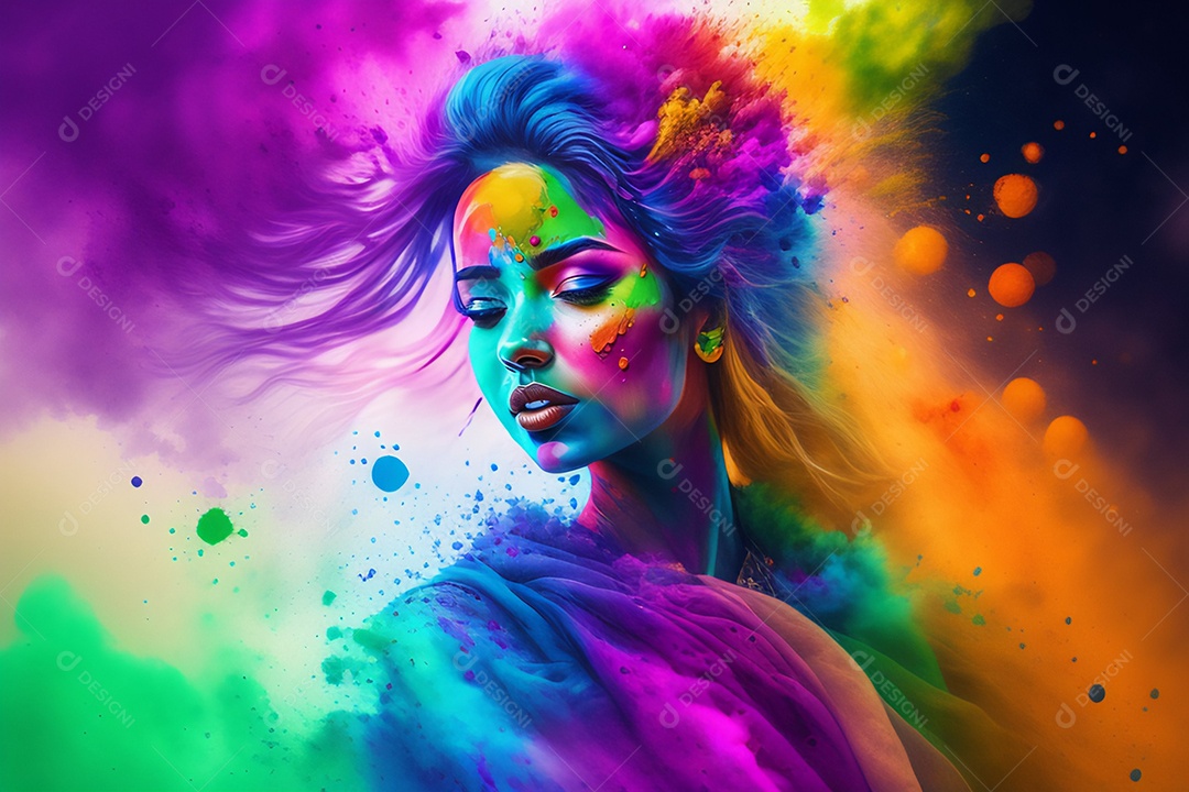 Ilustração lindas garotas corantes brilhantes misturando em aquarela