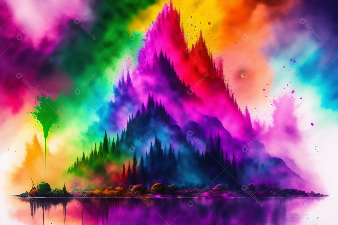 Ilustração de belas colinas coloridas