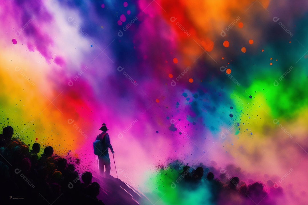 Ilustração de uma explosão de aquarela colorida