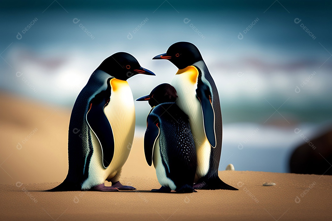 Ilustração de pinguins imperador no gelo