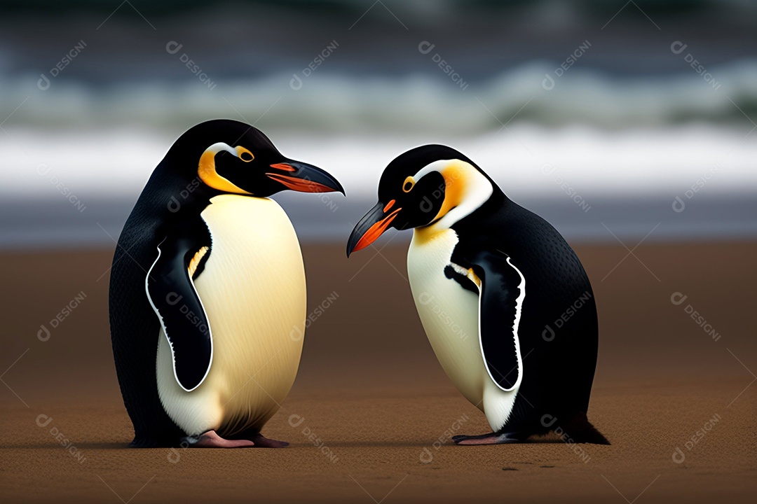 Ilustração de pinguins em geleira