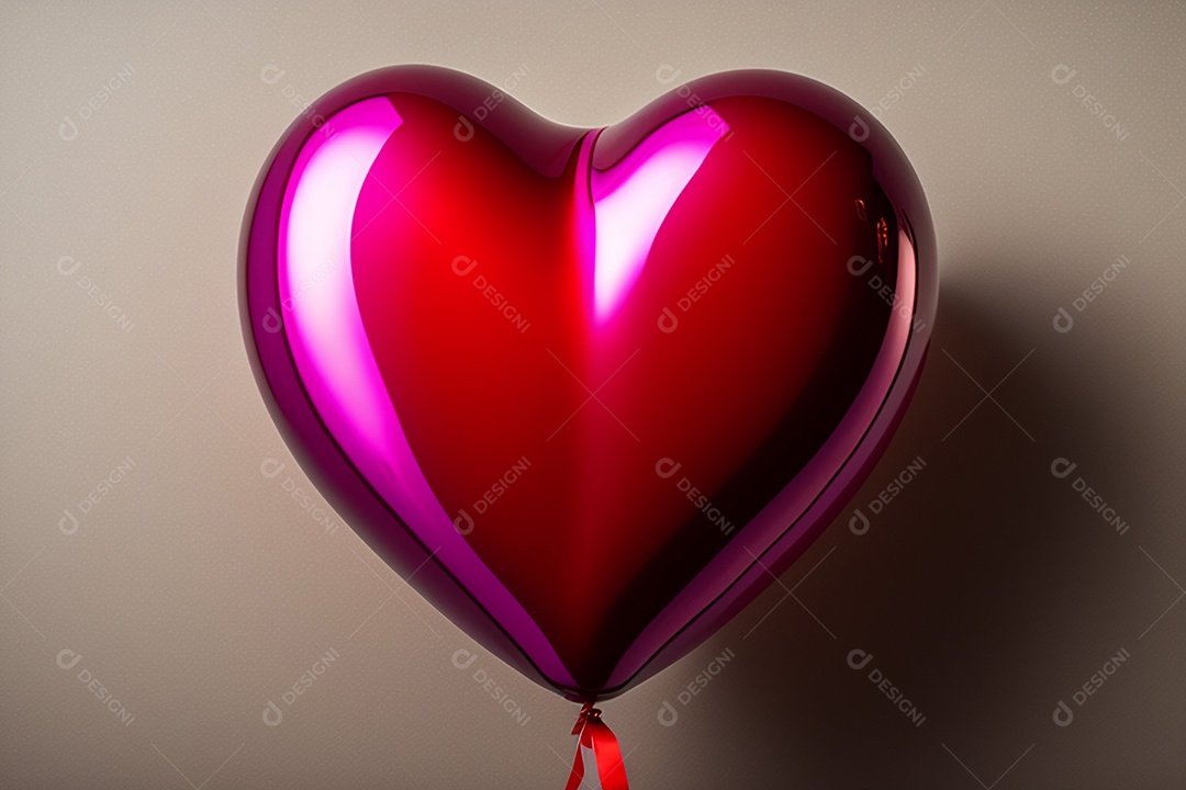 Grande coração vermelho brilhante com sombra