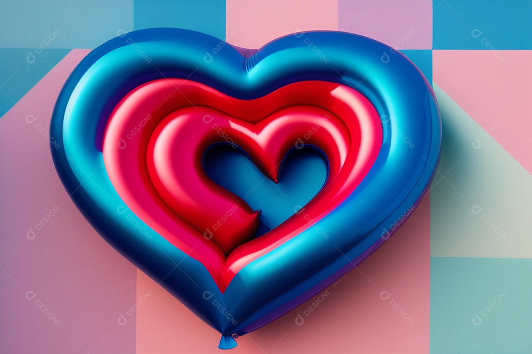 Ilustração vermelho e azul em fundo colorido