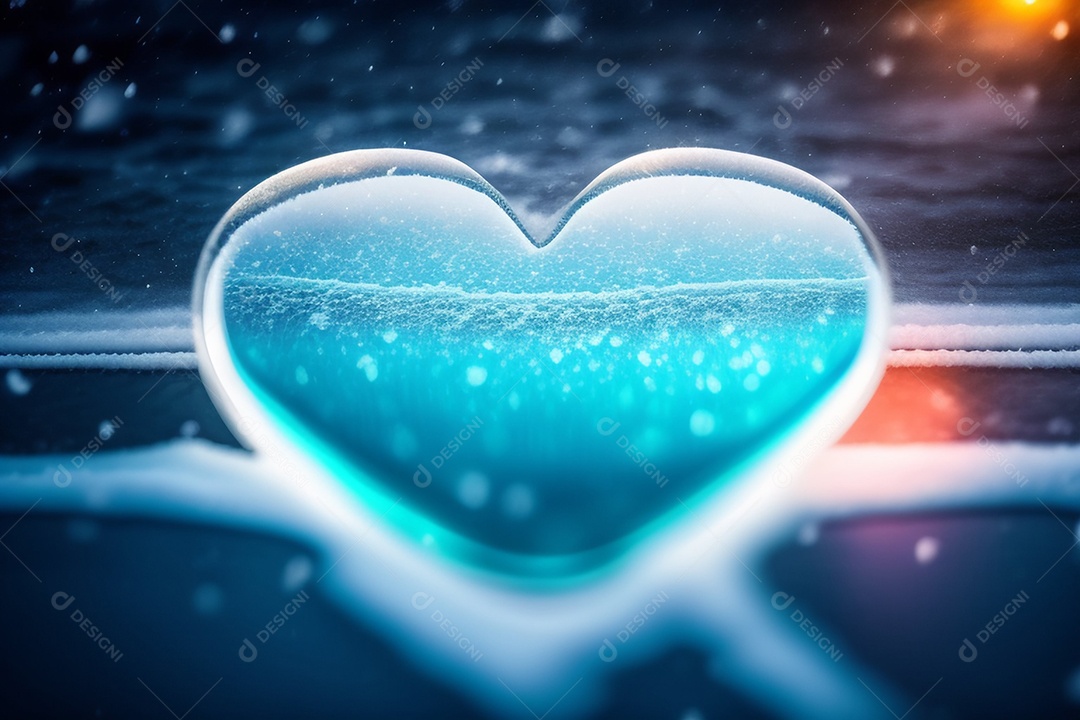 Coração de gelo em meio a neve