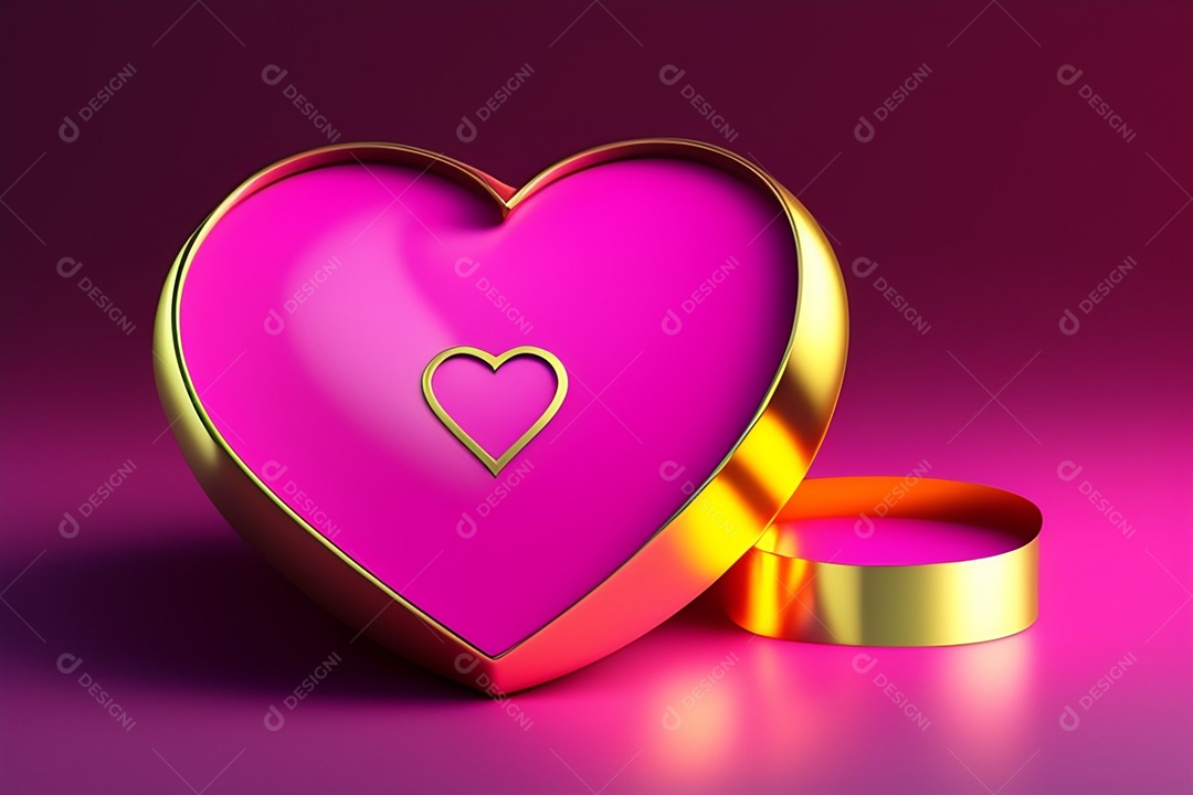 Coração rosa e dourado