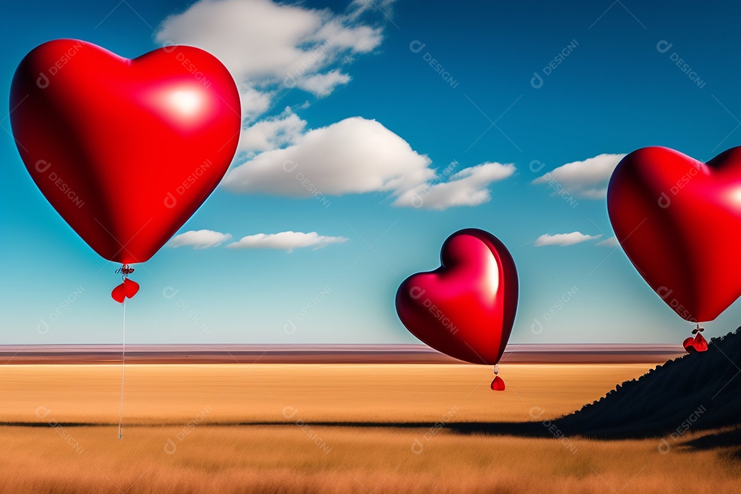 Lindo balões de coração vermelhos