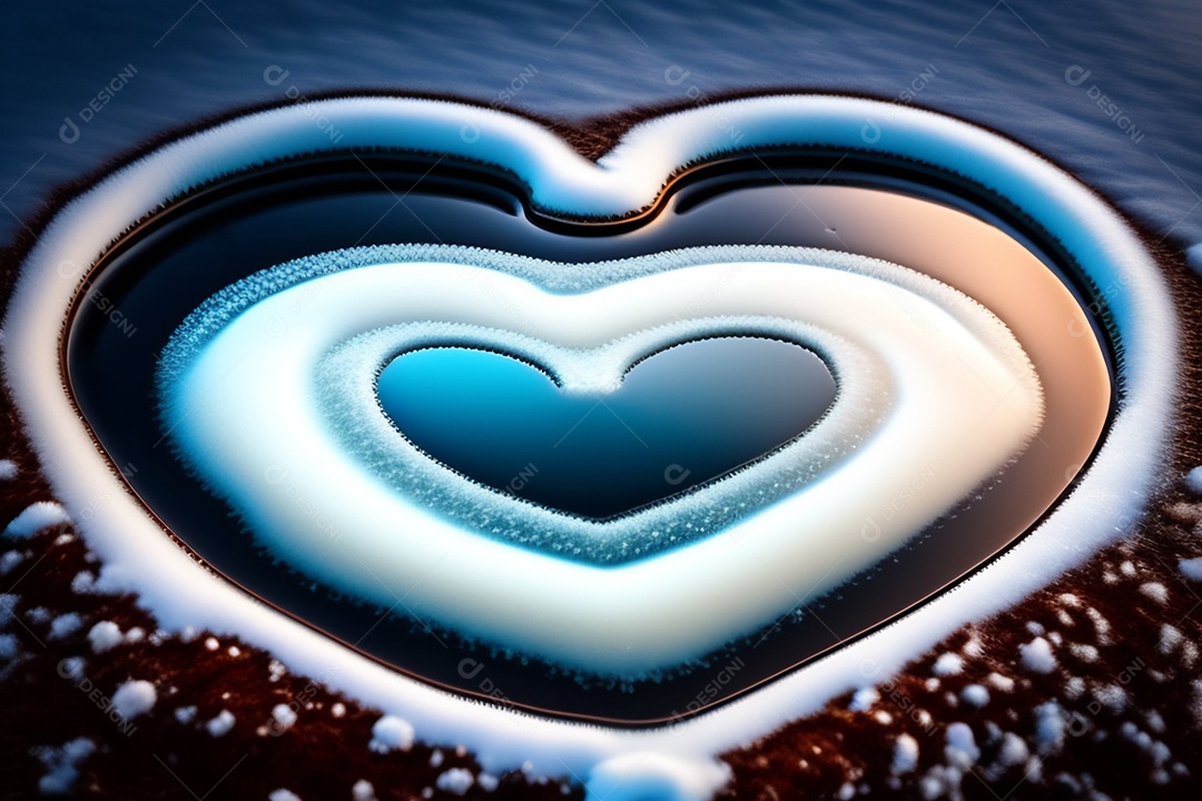 Coração de gelo na água