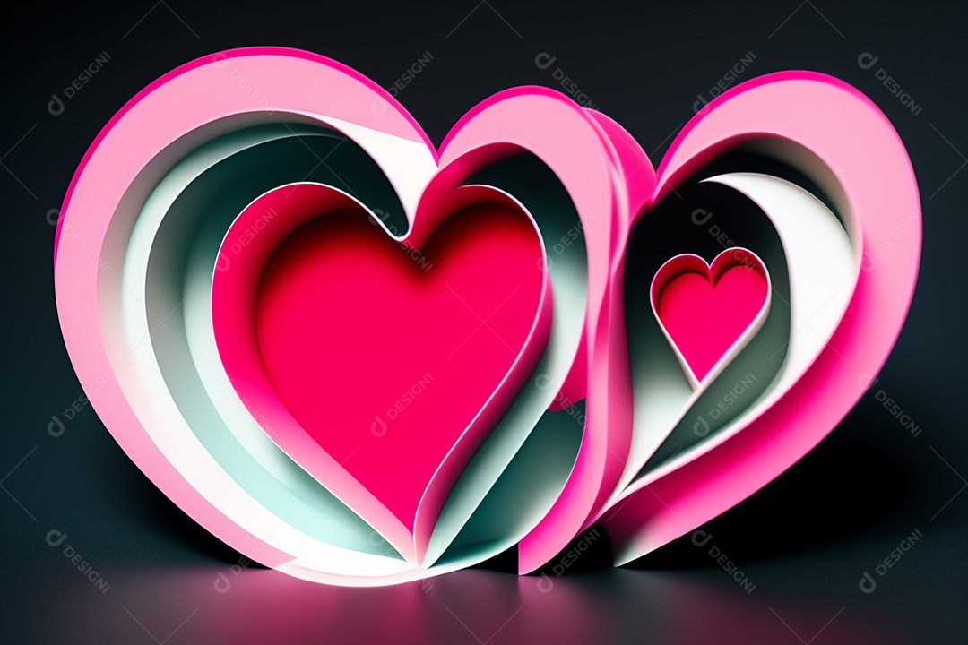 Corações rosas em fundo preto