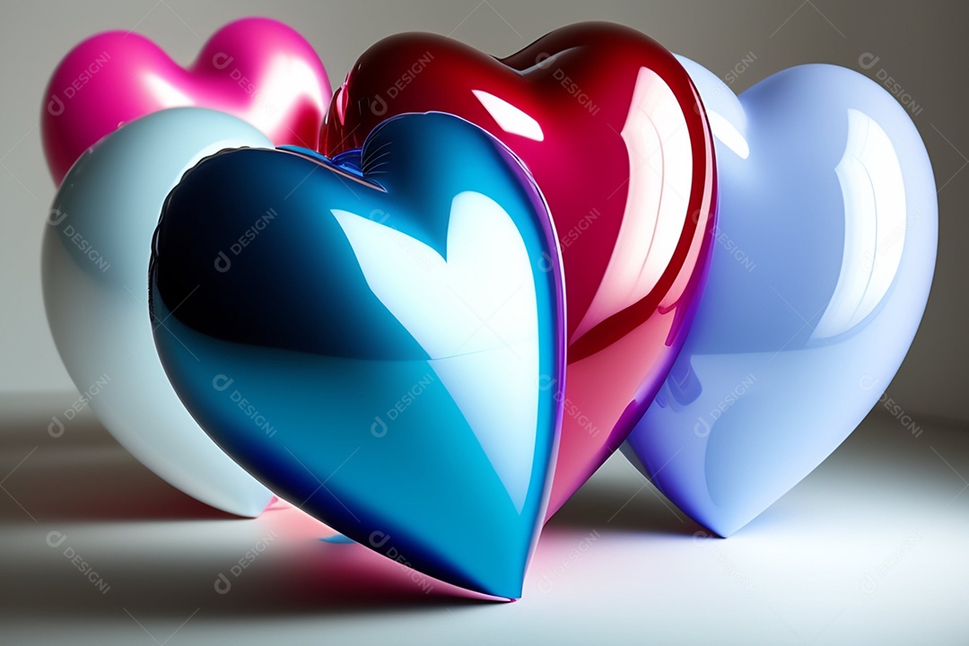 Lindos balões de coração coloridos