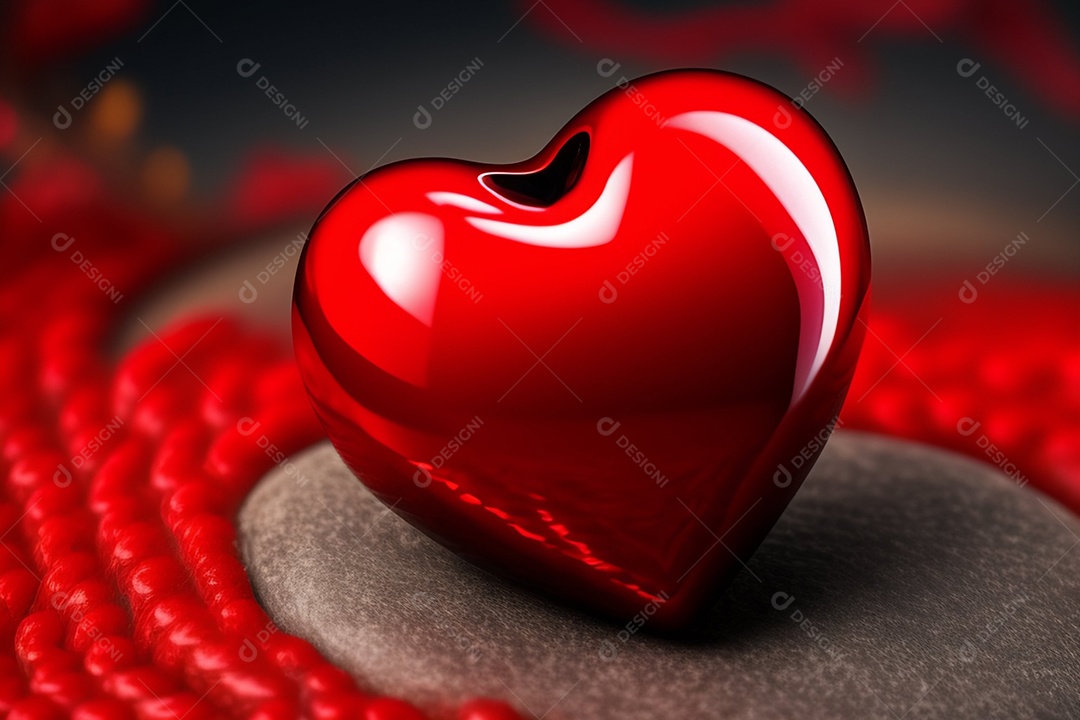 Grande coração vermelho brilhante