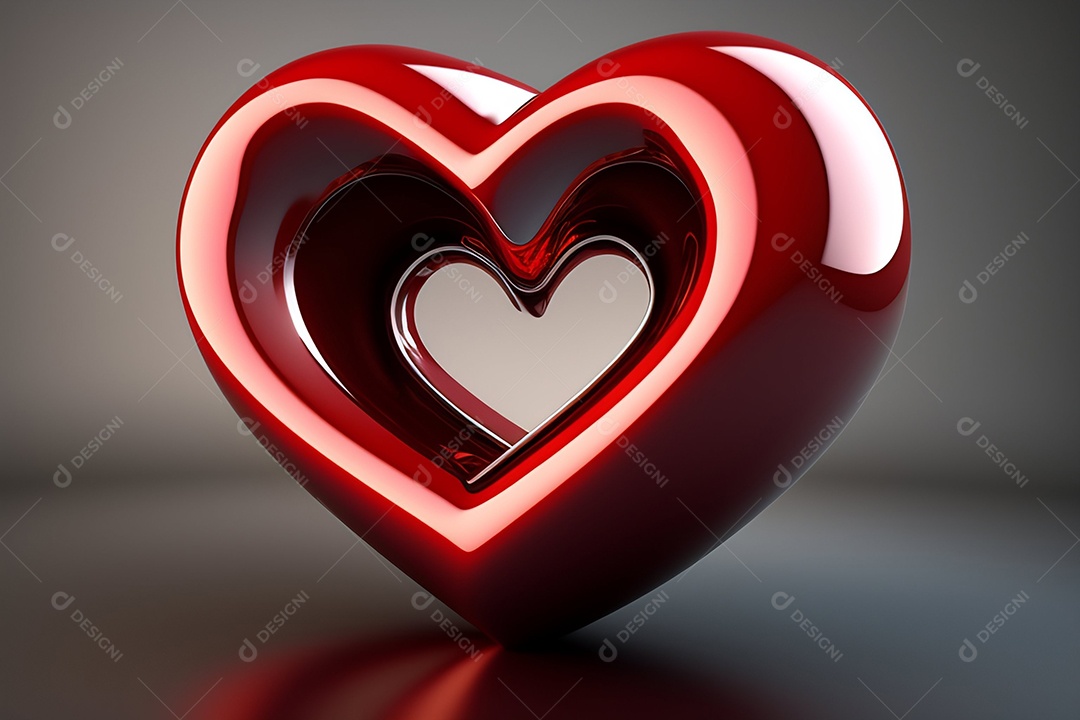 Grande coração vermelho brilhante