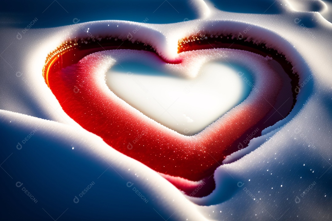 Coração de gelo em meio a neve