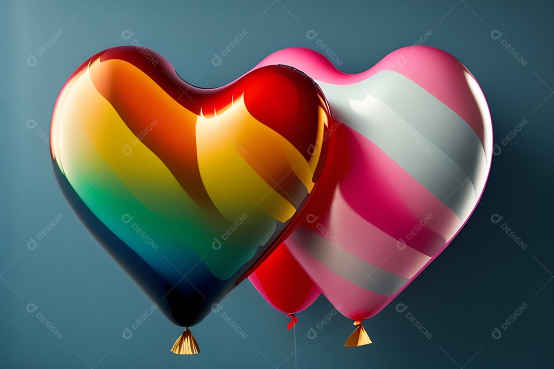 Ilustração lindo corações coloridos