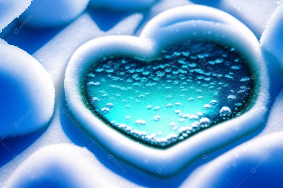 Coração de gelo em meio a neve