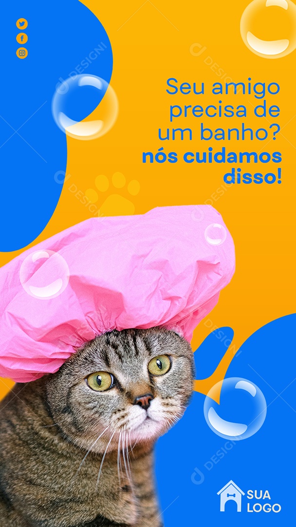 Story Seu Amigo Precisa de Um Banho nós Cuidamos Disso Petshop Social Media PSD Editável