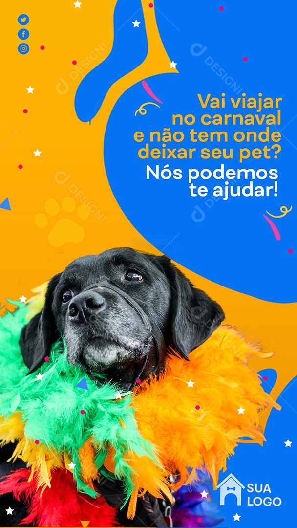 Story Petshop Vai Viajar no Carnaval e Não Tem Onde Deixar seu Pet Carnaval Social Media PSD Editável