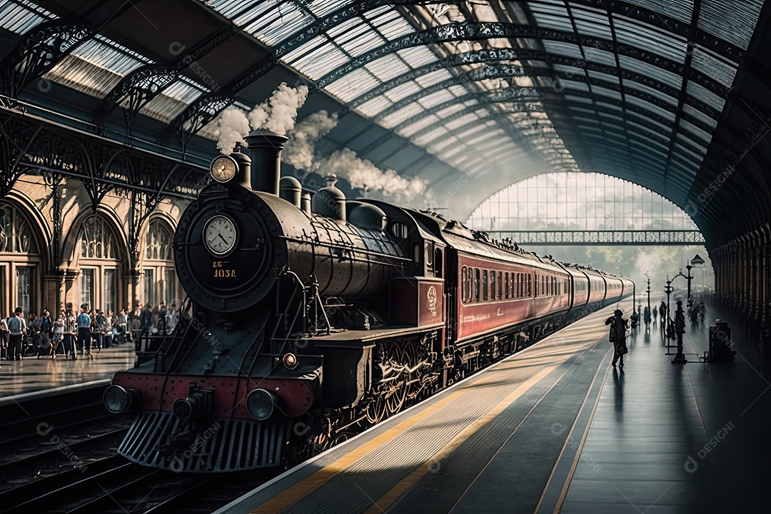 Ilustração sobre a estação de trem.