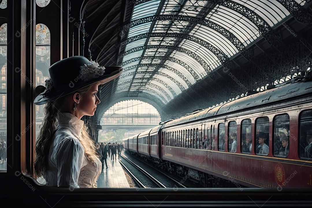 Ilustração sobre a estação de trem.