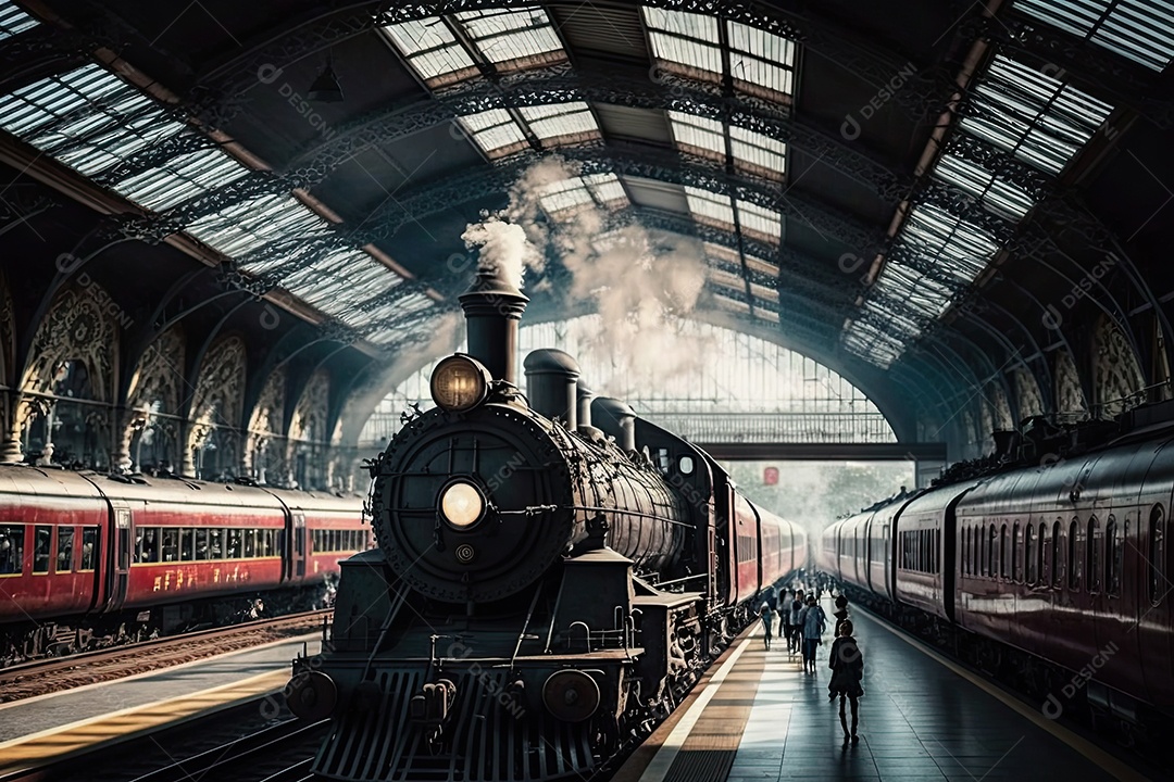 Ilustração sobre a estação de trem.