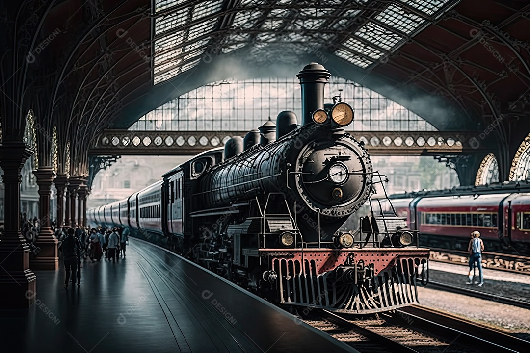 Ilustração sobre a estação de trem.