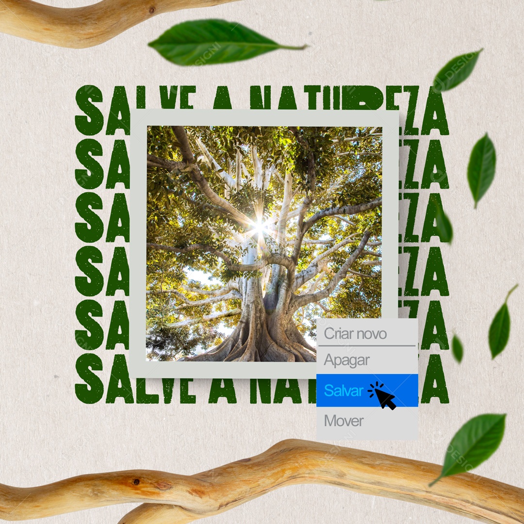Salve a Natureza Sustentabilidade e Meio Ambiente Social Media PSD Editável