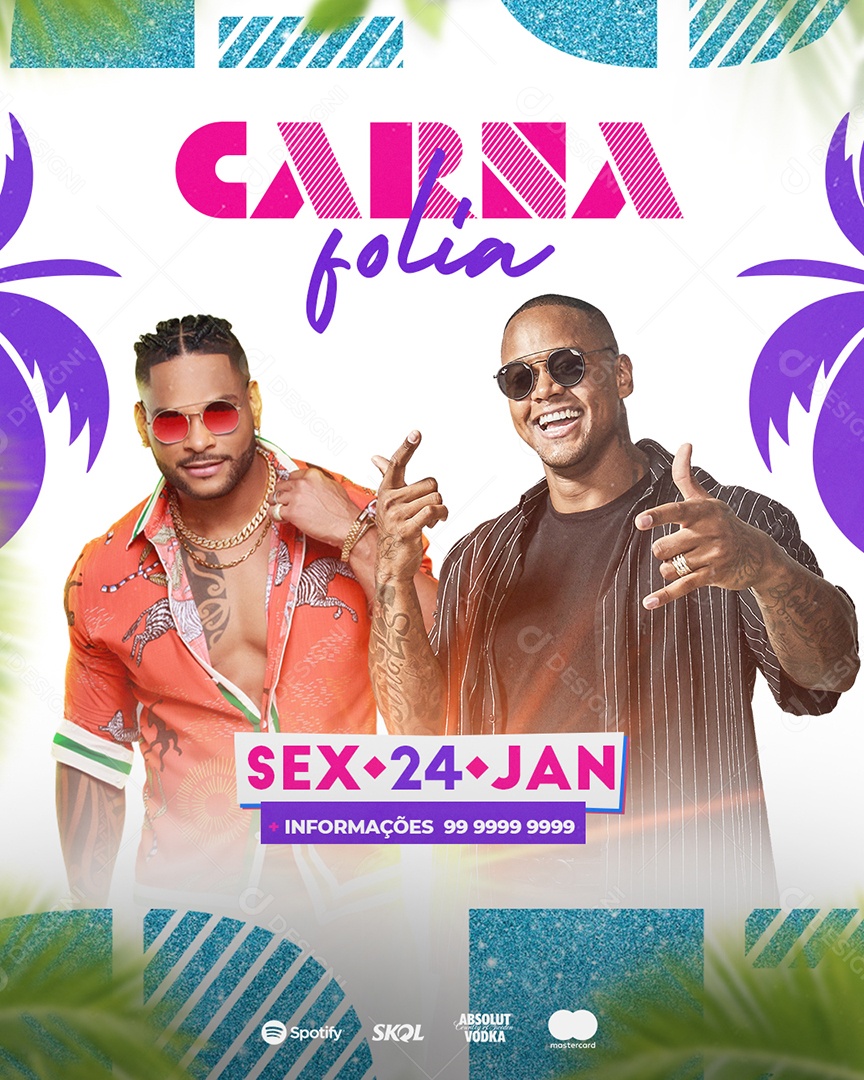 Carna Folia Parangolé Léo Santana Flyer Carnaval Social Media PSD Editável