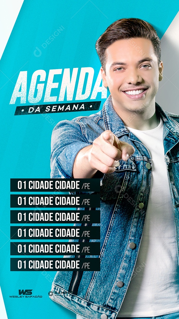 Story Agenda da Semana Wesley Safadão Flyer Social Media PSD Editável