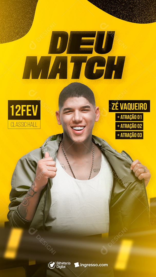 Story Deu Match Zé Vaqueiro Flyer Social Media PSD Editável