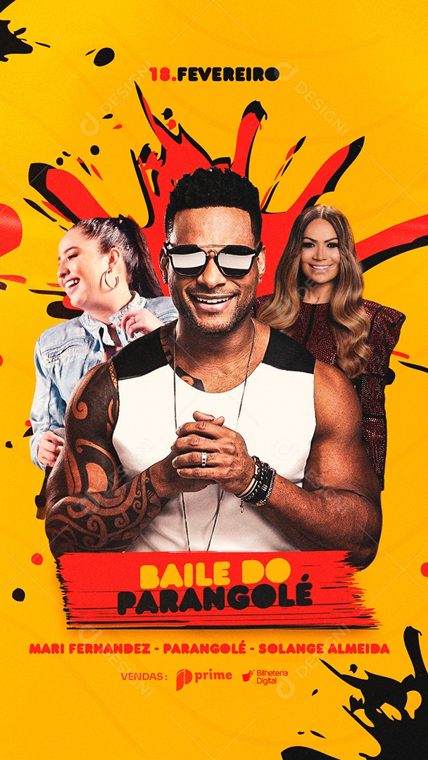 Story Baile do Parangolé Mari Fernandez Parangolé Solange Almeida Flyer Carnaval Social Media PSD Editável
