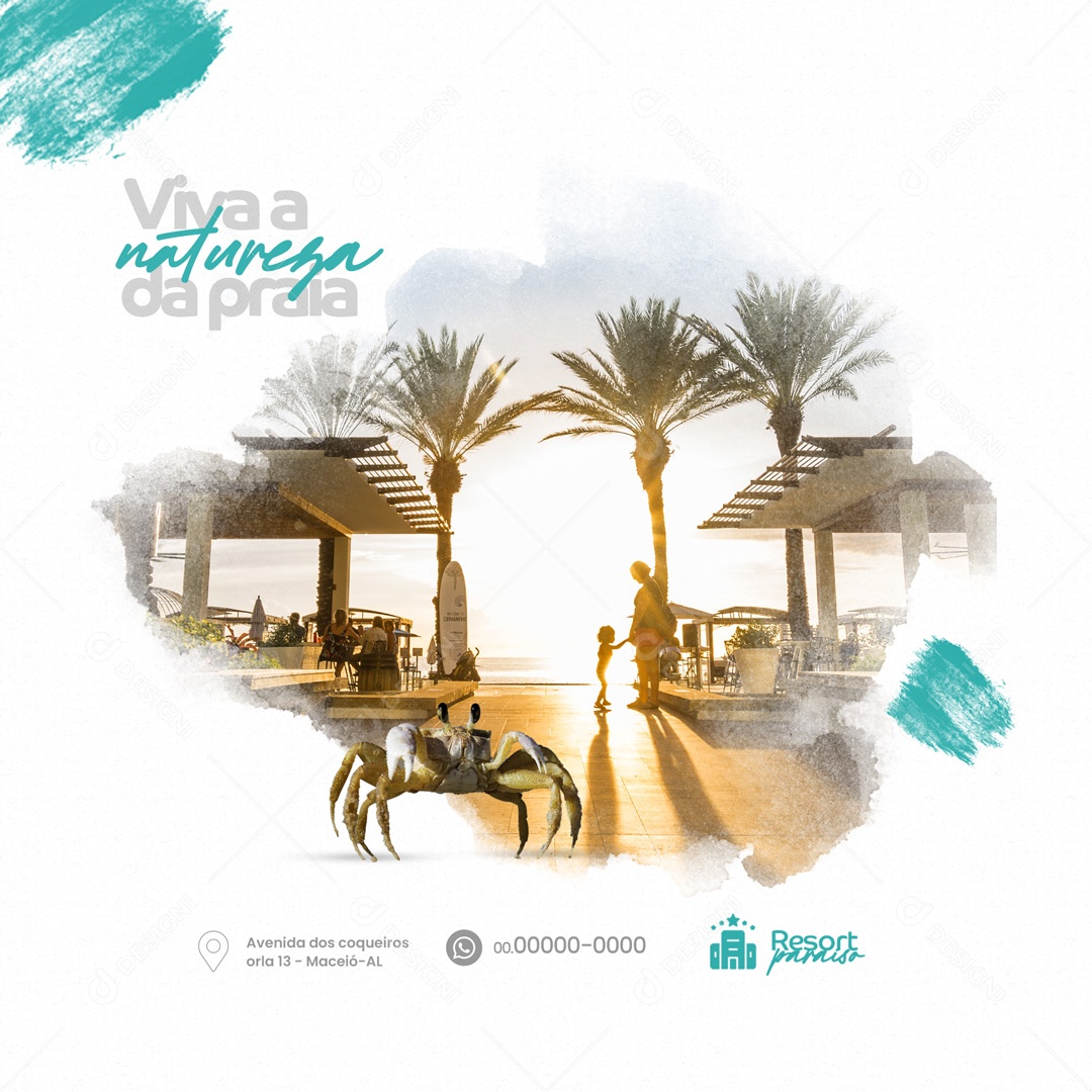 Viva A Natureza da Praia Resort Social Media PSD Editável